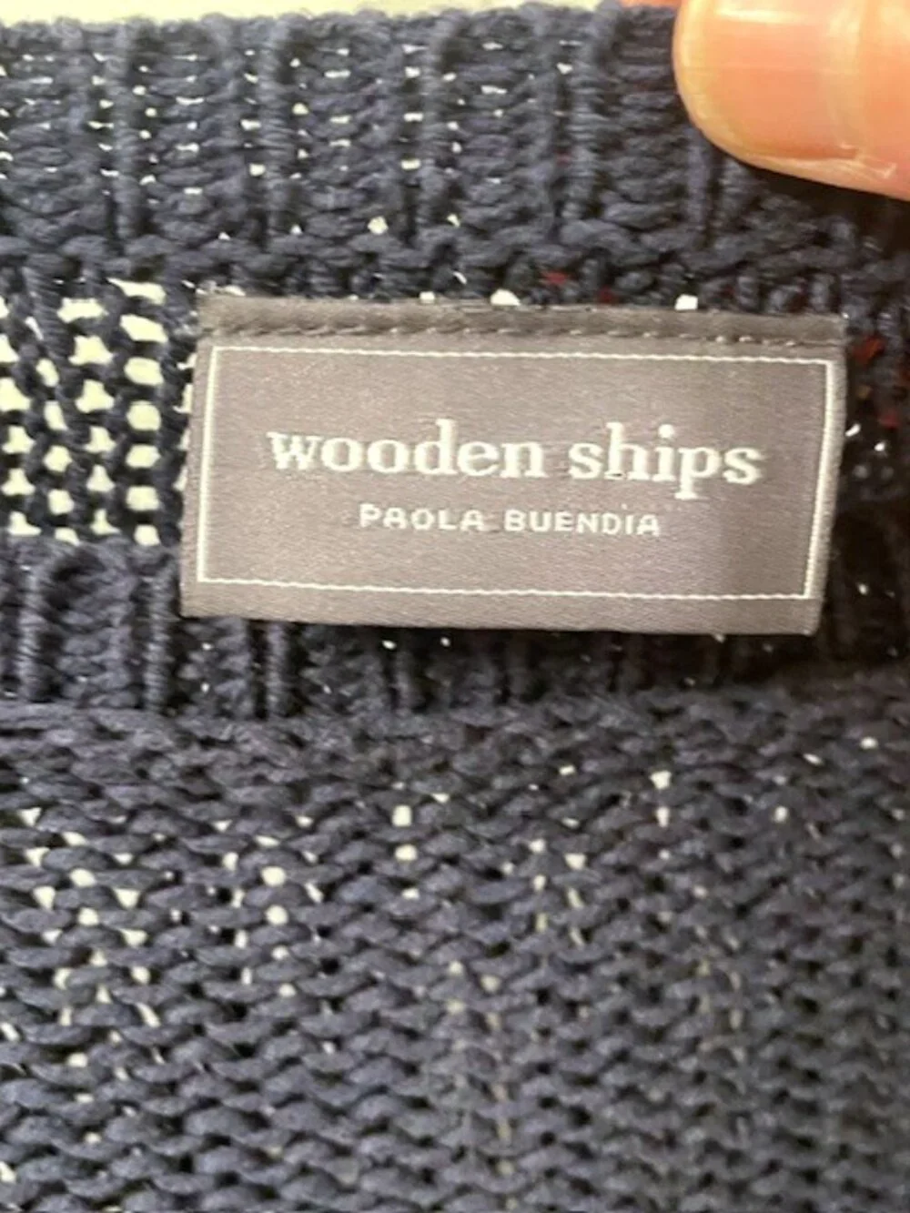 Wooden Ships Open Knit Sweater Navy Blue Small/Medium Coastal Beachy Nautical - Picture 10 of 13